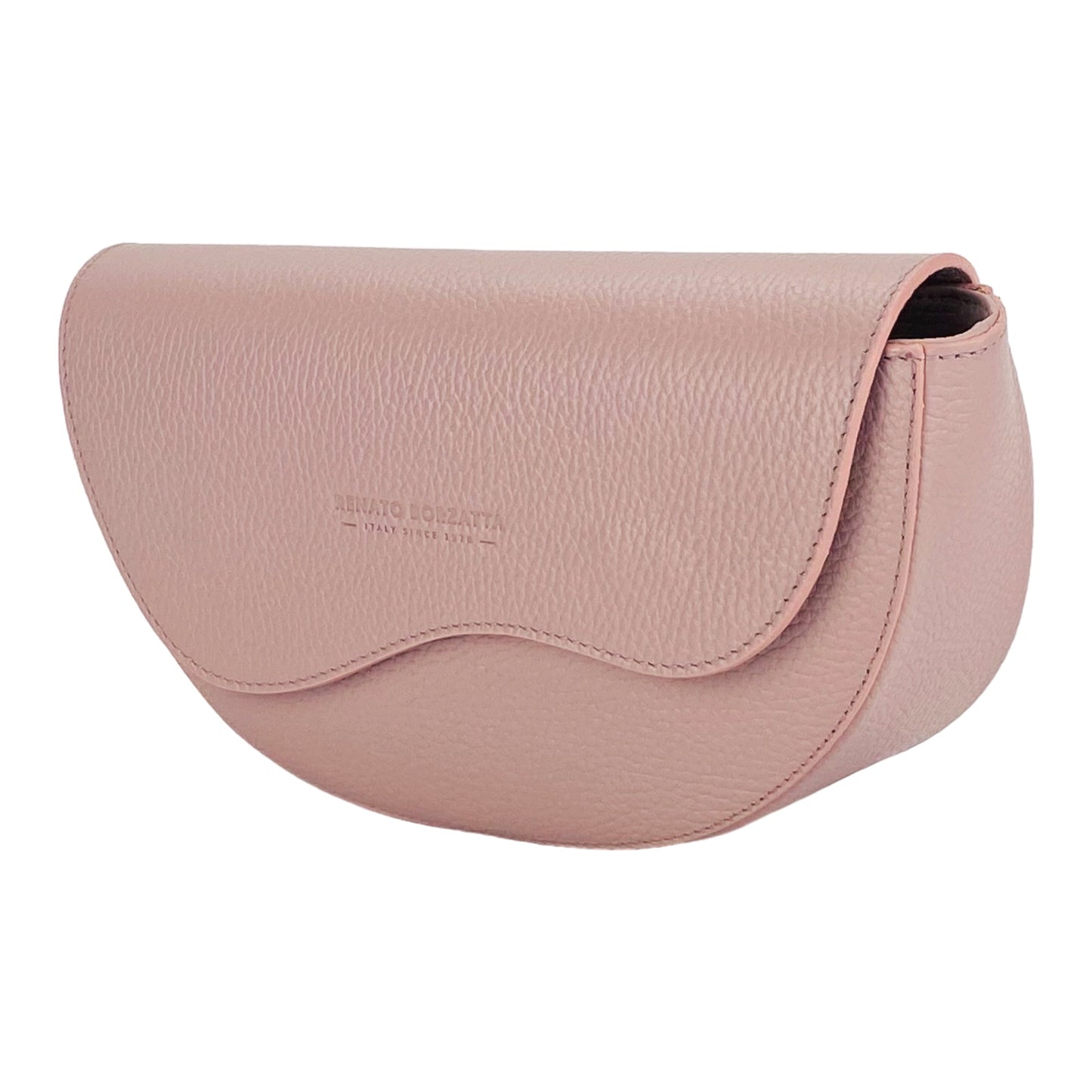 RB1027AZ | Borsa Donna a Bandoliera stondata in Vera Pelle Made in Italy. Tracolla removibile e regolabile in pelle. Accessori Nickel Lucido - Colore Rosa Antico - Dimensioni: cm 25 x 15 x 9-2