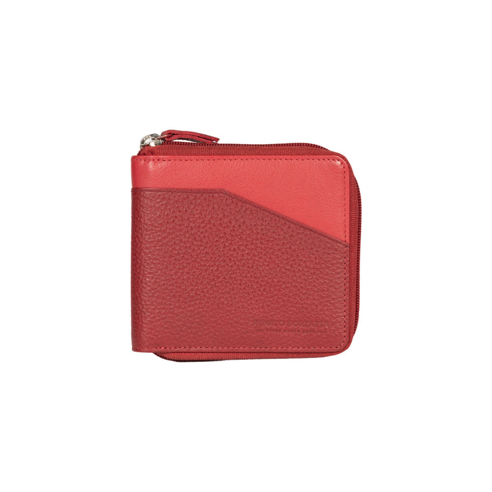 RB12175V | Portafogli con Lampo in Vera Pelle pieno fiore, grana dollaro/leggera. Colore Rosso. Protezione RFID. Dimensioni da chiuso: cm 11,5 x 10,5 x 2. Confezione: Scatola regalo fondo/coperchio-2