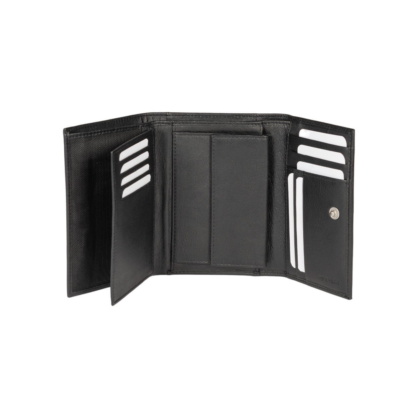 K11433AB | Portafogli Donna in Vera Pelle pieno fiore, con leggera grana. Colore Nero. Dimensioni da chiuso: cm 14 x 10,5 x 2,5. Confezione: Gift Box rigido fondo/coperchio-1