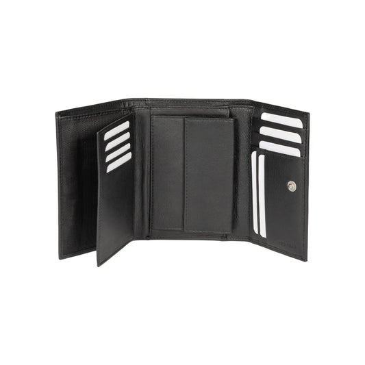 K11433AB | Portafogli Donna in Vera Pelle pieno fiore, con leggera grana. Colore Nero. Dimensioni da chiuso: cm 14 x 10,5 x 2,5. Confezione: Gift Box rigido fondo/coperchio-1
