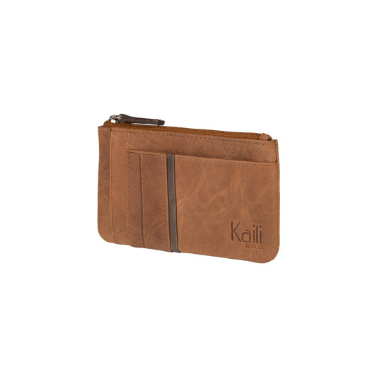 K12260UB | Bustina porta carte di credito e portamonete in Vera Pelle pieno fiore, Naked. Colore Cuoio. Protezione RFID. Dimensioni: cm 13 x 8 x 1. Confezione: Scatola regalo fondo/coperchio-0