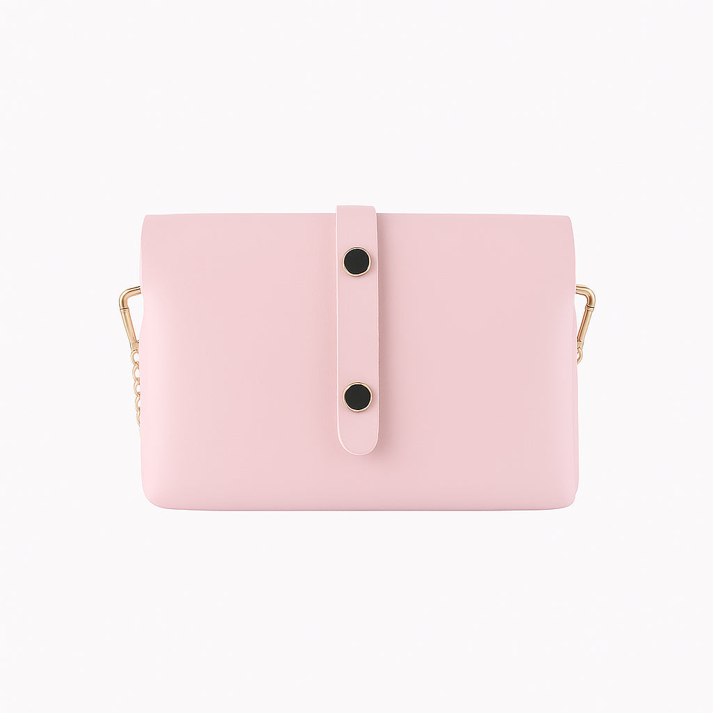 RB1001BJ | Borsa Piccola in Vera Pelle Made in Italy con Tracollina removibile e passante di chiusura in metallo Oro Lucido - Colore Rosa - Dimensioni: cm 16,5 x 11 x 8-1
