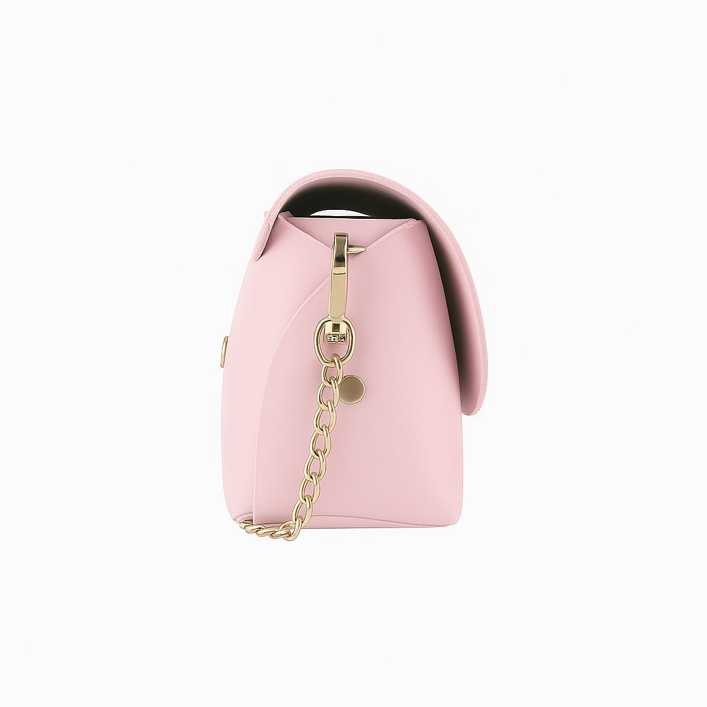 RB1001BJ | Borsa Piccola in Vera Pelle Made in Italy con Tracollina removibile e passante di chiusura in metallo Oro Lucido - Colore Rosa - Dimensioni: cm 16,5 x 11 x 8-2