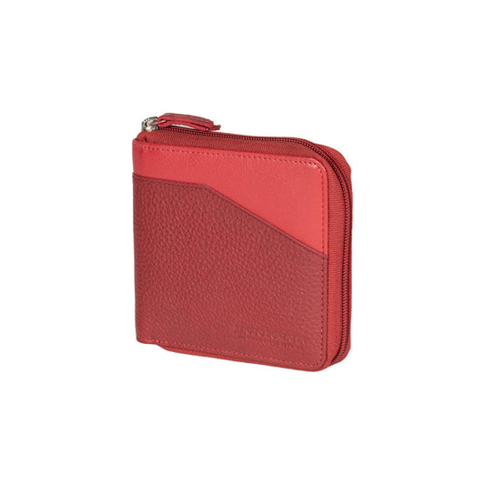 RB12175V | Portafogli con Lampo in Vera Pelle pieno fiore, grana dollaro/leggera. Colore Rosso. Protezione RFID. Dimensioni da chiuso: cm 11,5 x 10,5 x 2. Confezione: Scatola regalo fondo/coperchio-0